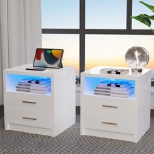 LED Bedside Table 2 Drawers