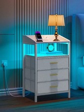 LED Bedside Table 3 Drawers