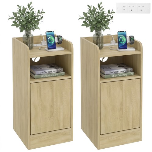 Homcom slim bedside table set - bedside,