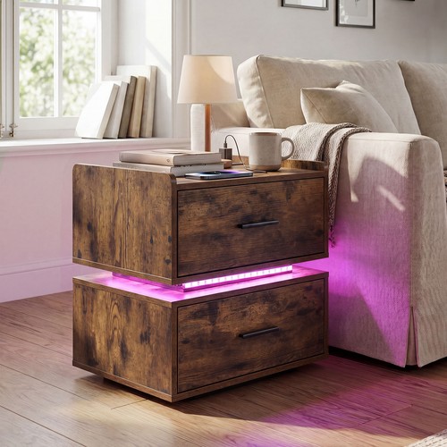 Led bedside table with - led,