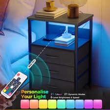 LED Bedside Table 3 Drawers