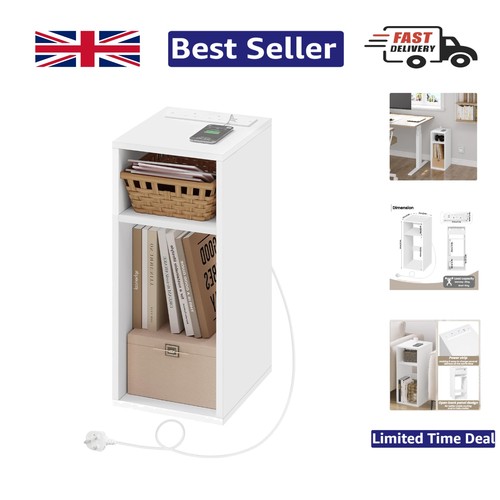 Slim white bedside table with - slim,