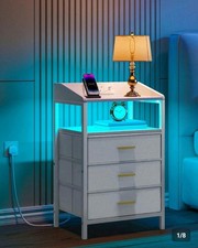 LED Bedside Table 3 Drawers