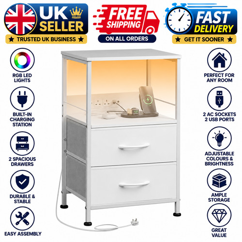 Bedside table with - with, led