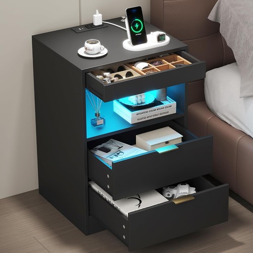 Led nightstand bedside table - led,