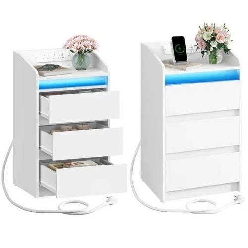 Led bedside table drawers - bedside,