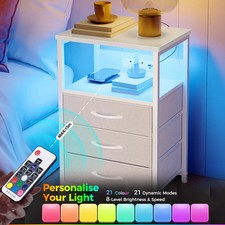 LED Bedside Table 3 Drawers