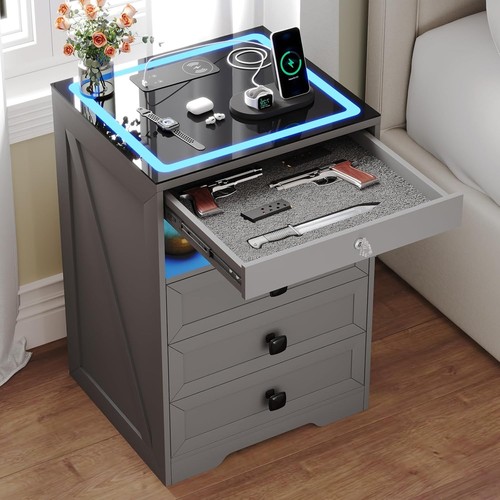 Nightstand with lockable gun - lockable,