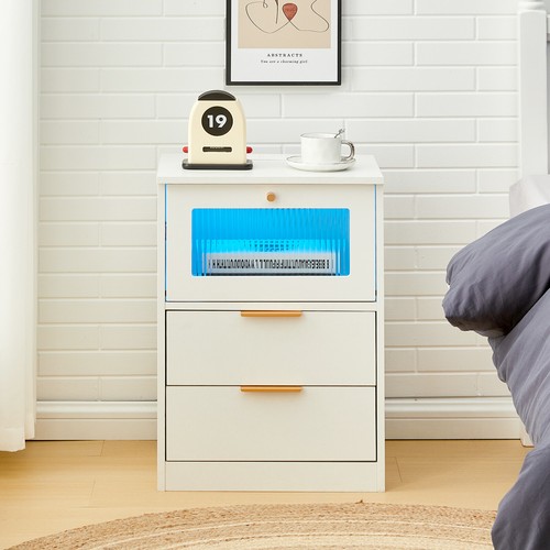 White bedside table led - table,