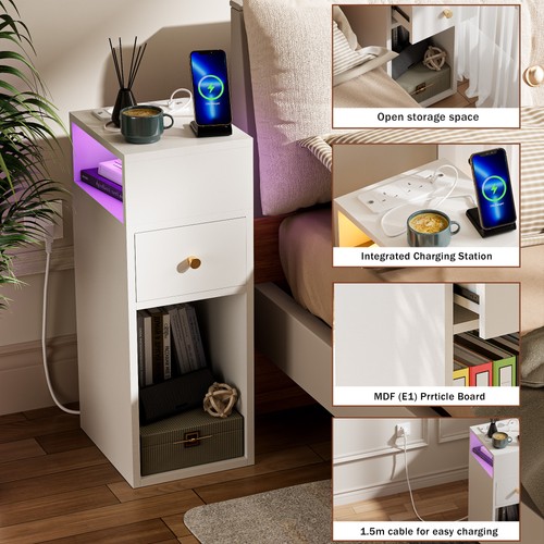 Led bedside table - table, w/drawer