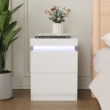 LED 3 Drawer Bedside Table
