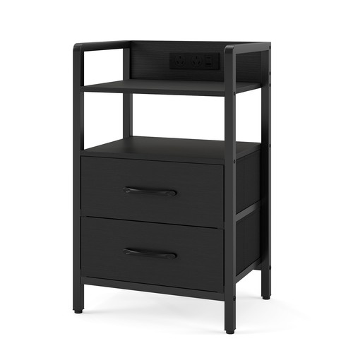 Black bedside table - bedside, with