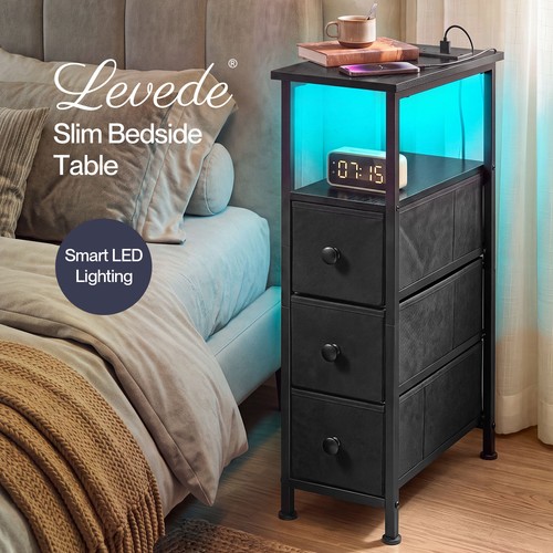 Levede slim bedside table - bedside, with